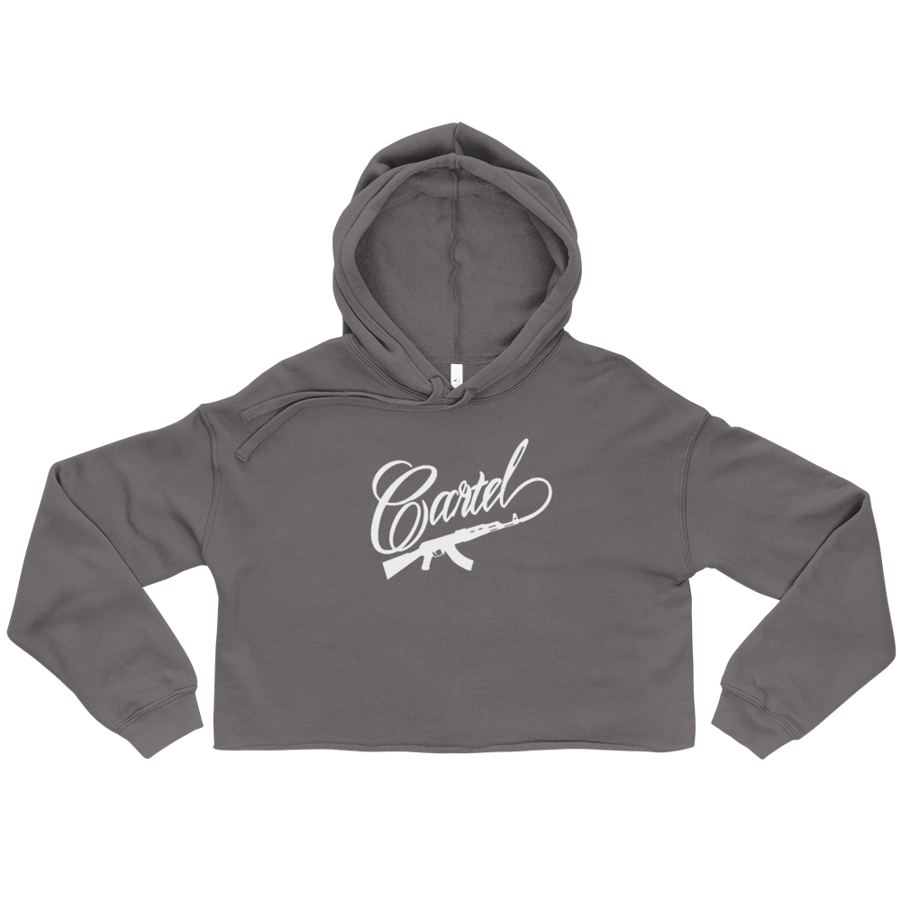 Crude Cartel Crop Hoodie White Logo