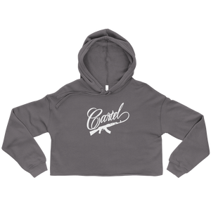 Crude Cartel Crop Hoodie White Logo