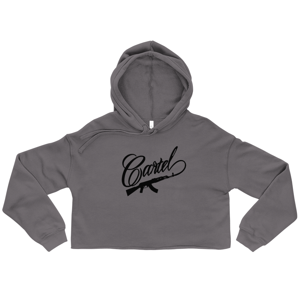 Crude Cartel Crop Hoodie Black Logo