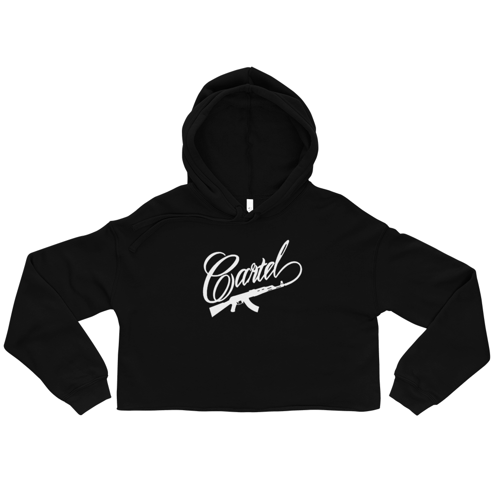 Crude Cartel Crop Hoodie White Logo