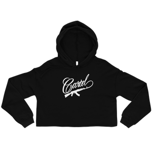 Crude Cartel Crop Hoodie White Logo